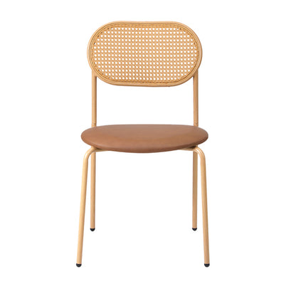 DCH-RATPU-BR-2PC Oikiture 2PCS Dining Chair Rattan PU Leather Brown