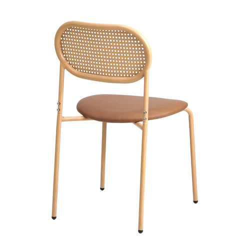 DCH-RATPU-BR-2PC Oikiture 2PCS Dining Chair Rattan PU Leather Brown