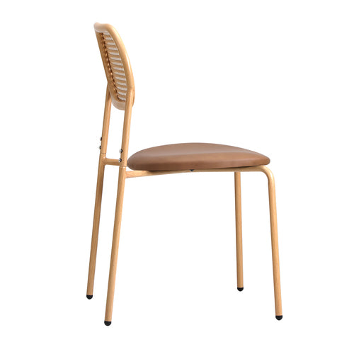 DCH-RATPU-BR-2PC Oikiture 2PCS Dining Chair Rattan PU Leather Brown