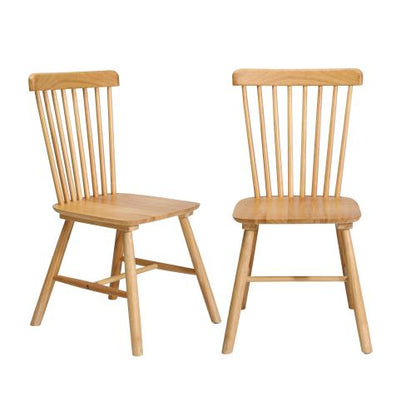 DCH-ROD-WD-2PC Oikiture 2x Dining Chairs Minimalist Vertical Back Wooden