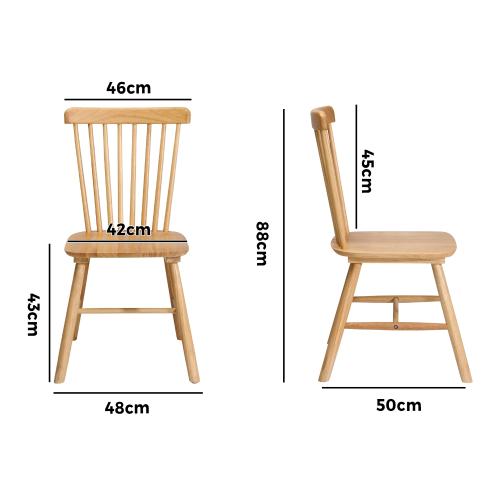 DCH-ROD-WD-2PC Oikiture 2x Dining Chairs Minimalist Vertical Back Wooden