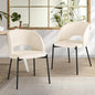 DCH-SURA-WHBK-2PC Oikiture Dining Chair Set of 2 Sherpa White and Black