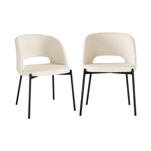 DCH-SURA-WHBK-2PC Oikiture Dining Chair Set of 2 Sherpa White and Black
