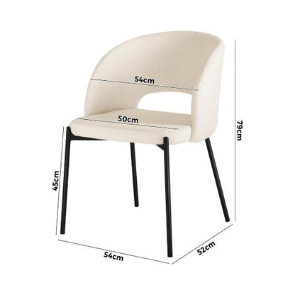 DCH-SURA-WHBK-2PC Oikiture Dining Chair Set of 2 Sherpa White and Black