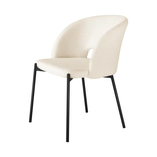 DCH-SURA-WHBK-2PC Oikiture Dining Chair Set of 2 Sherpa White and Black