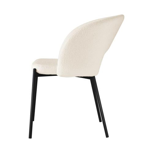 DCH-SURA-WHBK-2PC Oikiture Dining Chair Set of 2 Sherpa White and Black