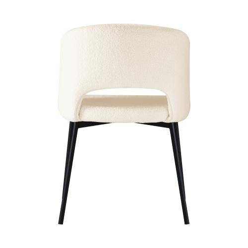 DCH-SURA-WHBK-2PC Oikiture Dining Chair Set of 2 Sherpa White and Black