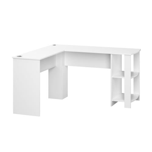 DK-VJ-CONR-F9-WH-AB Oikiture L-shape Computer Desk Home Office Writing Desk w/ Storage Shelves White