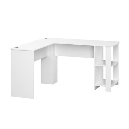 DK-VJ-CONR-F9-WH-AB Oikiture L-shape Computer Desk Home Office Writing Desk w/ Storage Shelves White