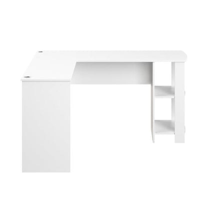 DK-VJ-CONR-F9-WH-AB Oikiture L-shape Computer Desk Home Office Writing Desk w/ Storage Shelves White