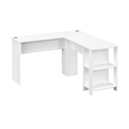 DK-VJ-CONR-F9-WH-AB Oikiture L-shape Computer Desk Home Office Writing Desk w/ Storage Shelves White