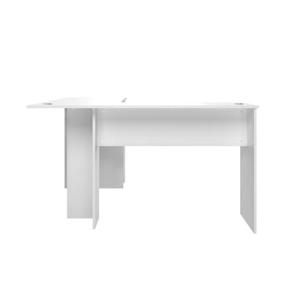 DK-VJ-CONR-F9-WH-AB Oikiture L-shape Computer Desk Home Office Writing Desk w/ Storage Shelves White