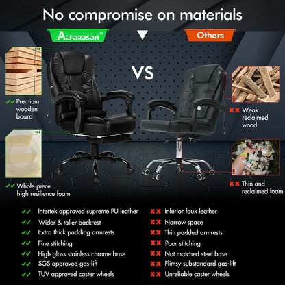 A-OCH-MASG-B-FT-PINK ALFORDSON Massage Office Chair FOOTREST Executive Gaming Racing Seat Pink PU