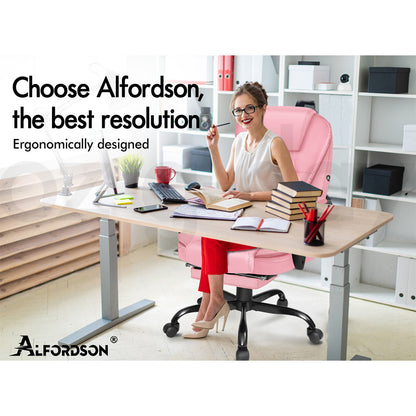 A-OCH-MASG-B-FT-PINK ALFORDSON Massage Office Chair FOOTREST Executive Gaming Racing Seat Pink PU