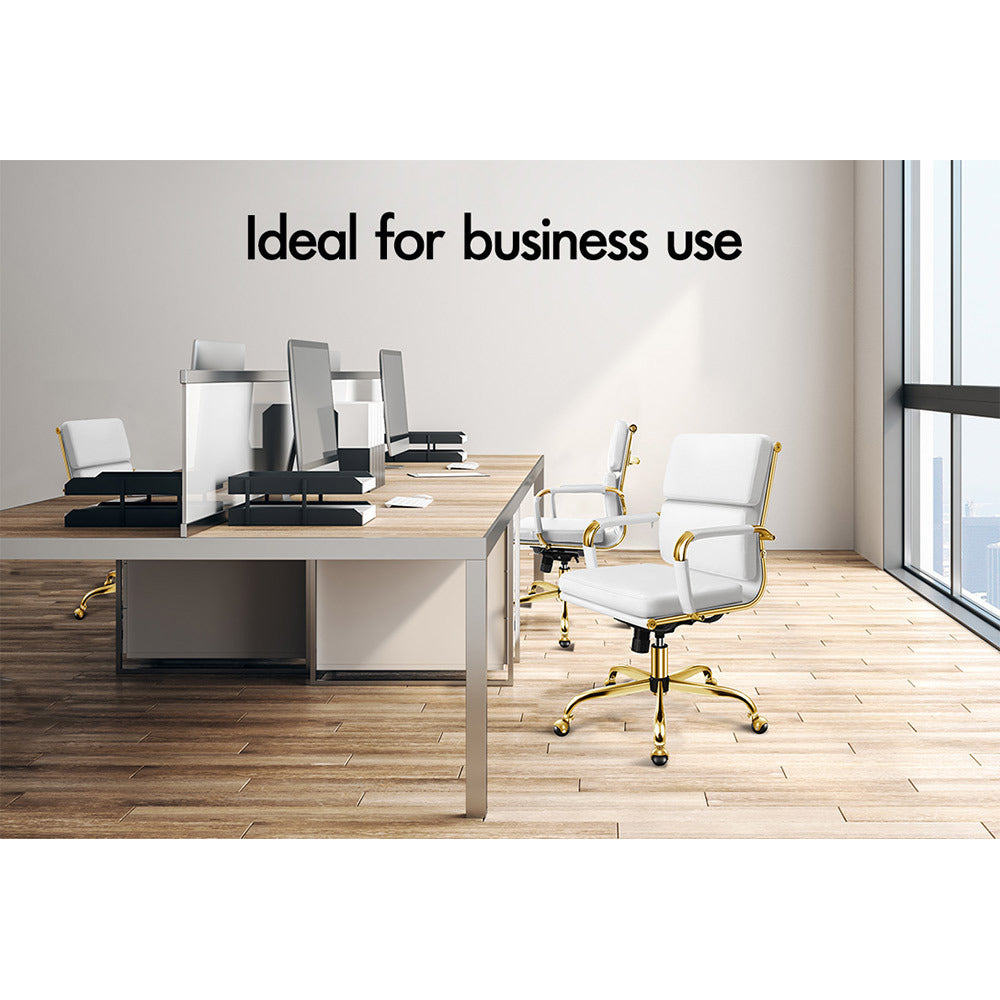 A-OCH-PAD-MB-GF-WH ALFORDSON Office Chair Ergonomic Paddings Executive Computer Work Seat Mid Back Gold and White