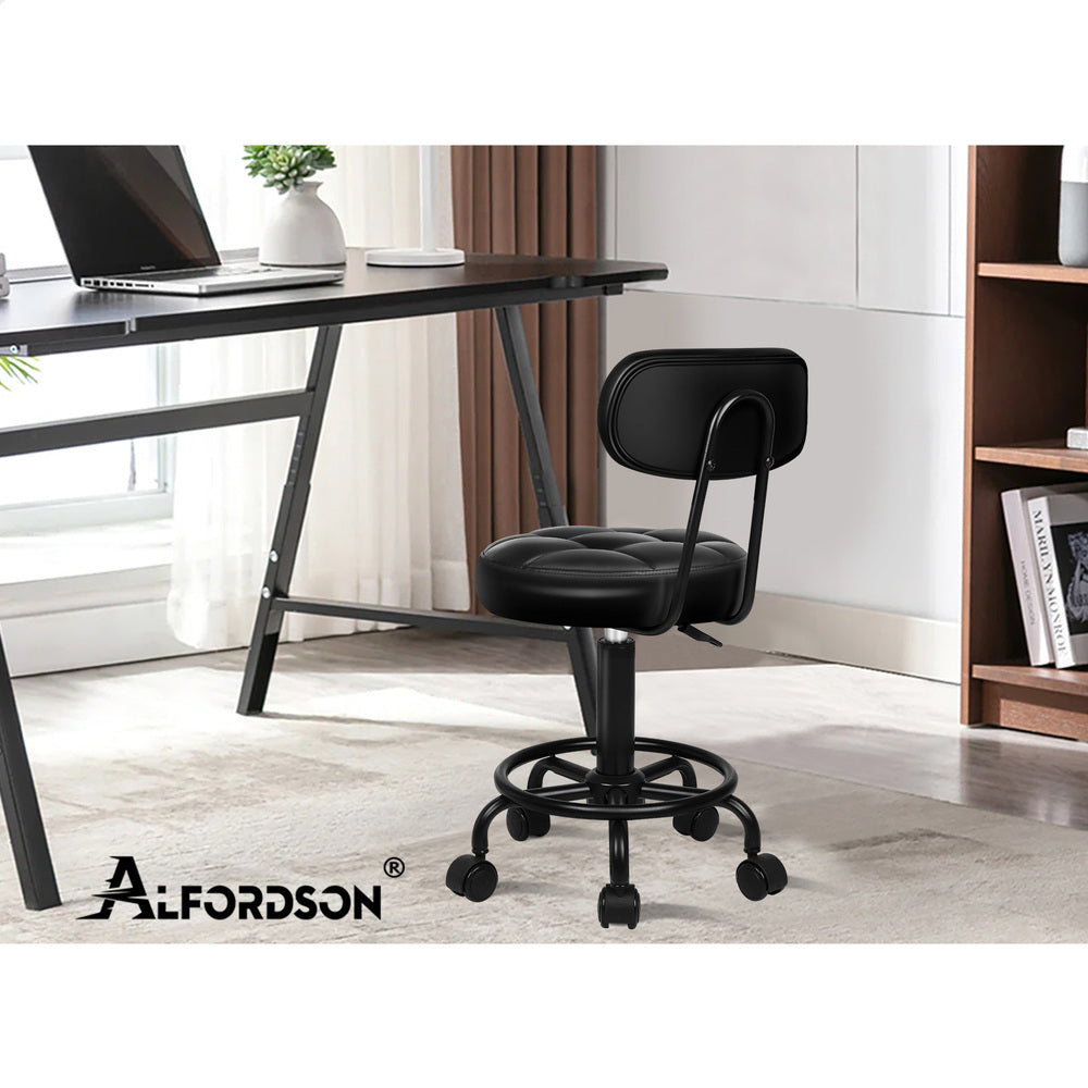 A-SLN-BACK-TUF-BK ALFORDSON Salon Stool Backrest Swivel Barber Hair Dress Chair Riley Black