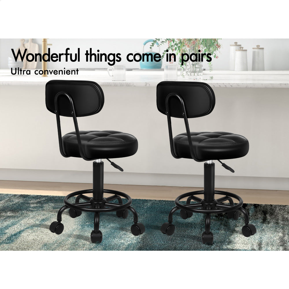 A-SLN-BACK-TUF-BK ALFORDSON Salon Stool Backrest Swivel Barber Hair Dress Chair Riley Black