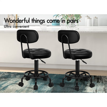 A-SLN-BACK-TUF-BK ALFORDSON Salon Stool Backrest Swivel Barber Hair Dress Chair Riley Black