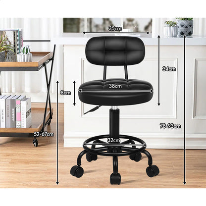 A-SLN-BACK-TUF-BK ALFORDSON Salon Stool Backrest Swivel Barber Hair Dress Chair Riley Black