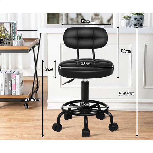 A-SLN-BACK-TUF-BK ALFORDSON Salon Stool Backrest Swivel Barber Hair Dress Chair Riley Black