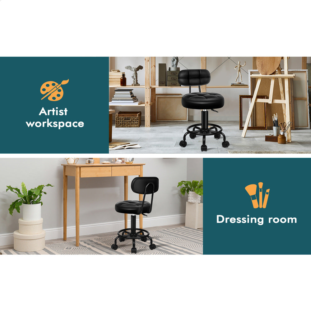 A-SLN-BACK-TUF-BK ALFORDSON Salon Stool Backrest Swivel Barber Hair Dress Chair Riley Black