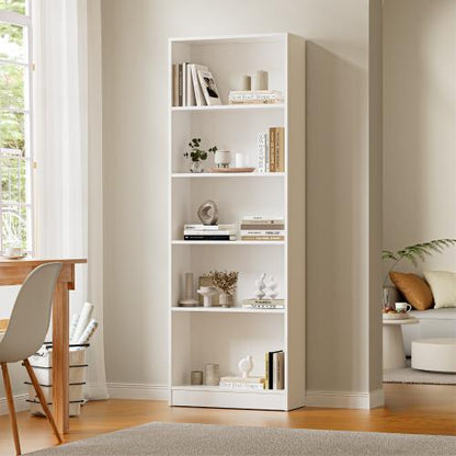 DS-COMO-5S-WH Oikiture Bookshelf Display Shelf 5-Tier White