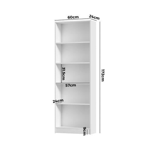 DS-COMO-5S-WH Oikiture Bookshelf Display Shelf 5-Tier White