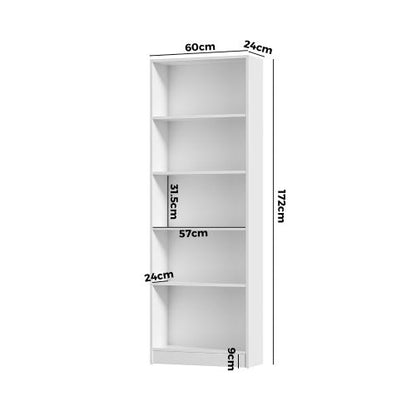 DS-COMO-5S-WH Oikiture Bookshelf Display Shelf 5-Tier White