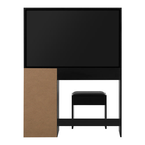 DT-ST-B18-BK-AB Oikiture Dressing Table Stool Set Large Mirror 12 Bulbs Black