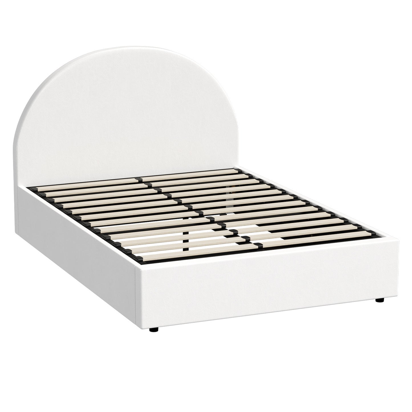 BF-B-JENA-K-PU-WH-ABC Oikiture Bed Frame King Size With Gas Lift Storage Base PU Leather White