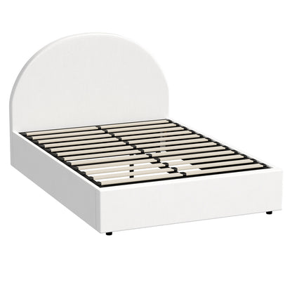 BF-B-JENA-K-PU-WH-ABC Oikiture Bed Frame King Size With Gas Lift Storage Base PU Leather White