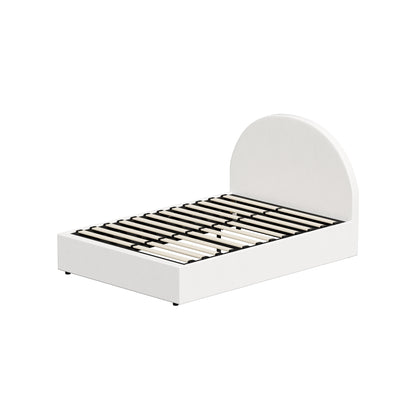 BF-B-JENA-K-PU-WH-ABC Oikiture Bed Frame King Size With Gas Lift Storage Base PU Leather White