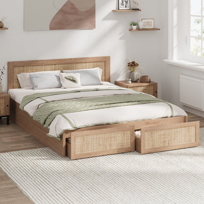 Holly Rattan Platform Queen Bed with Underbed Drawers