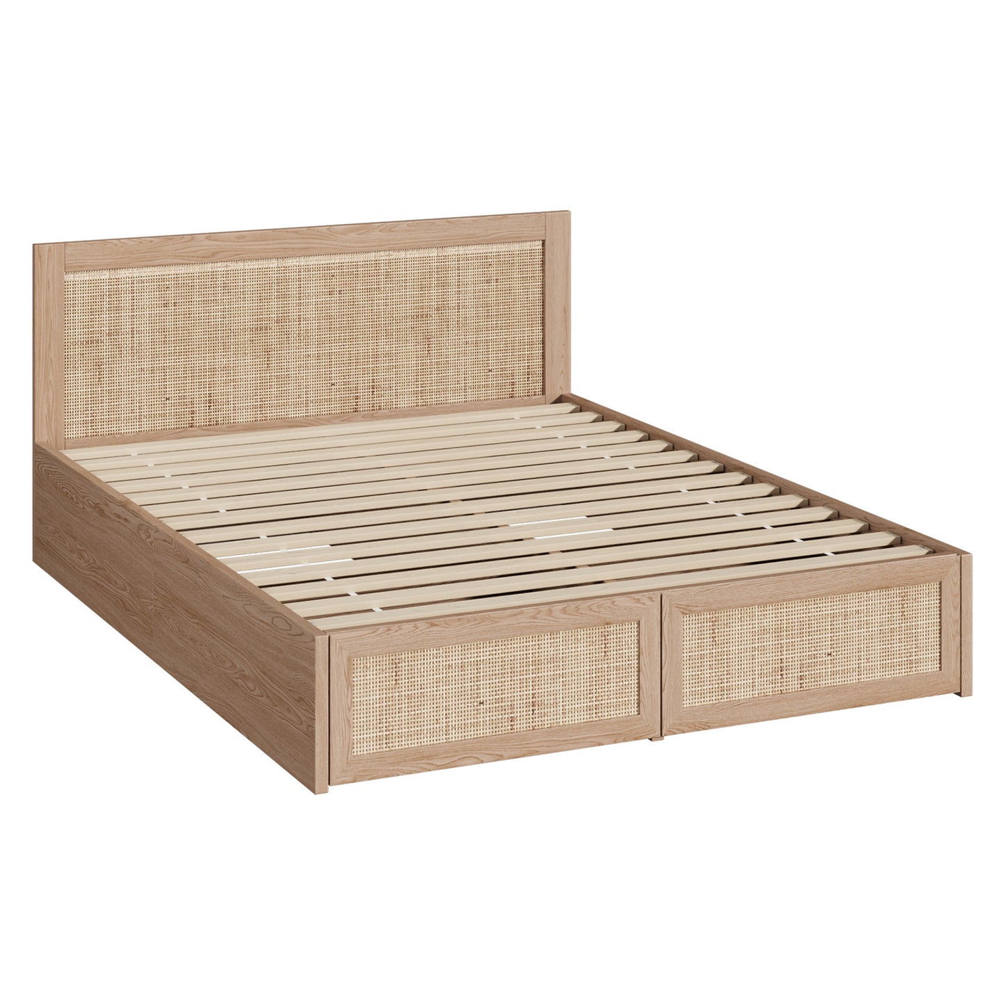 Holly Rattan Platform Queen Bed with Underbed Drawers