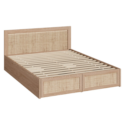 Holly Rattan Platform Queen Bed with Underbed Drawers