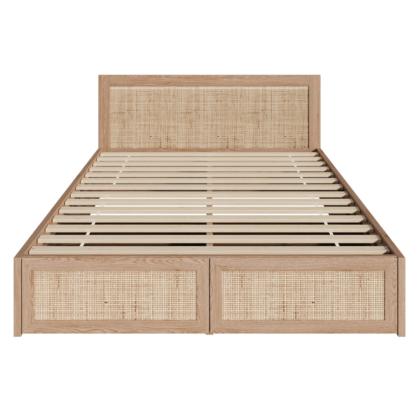 Holly Rattan Platform Queen Bed with Underbed Drawers