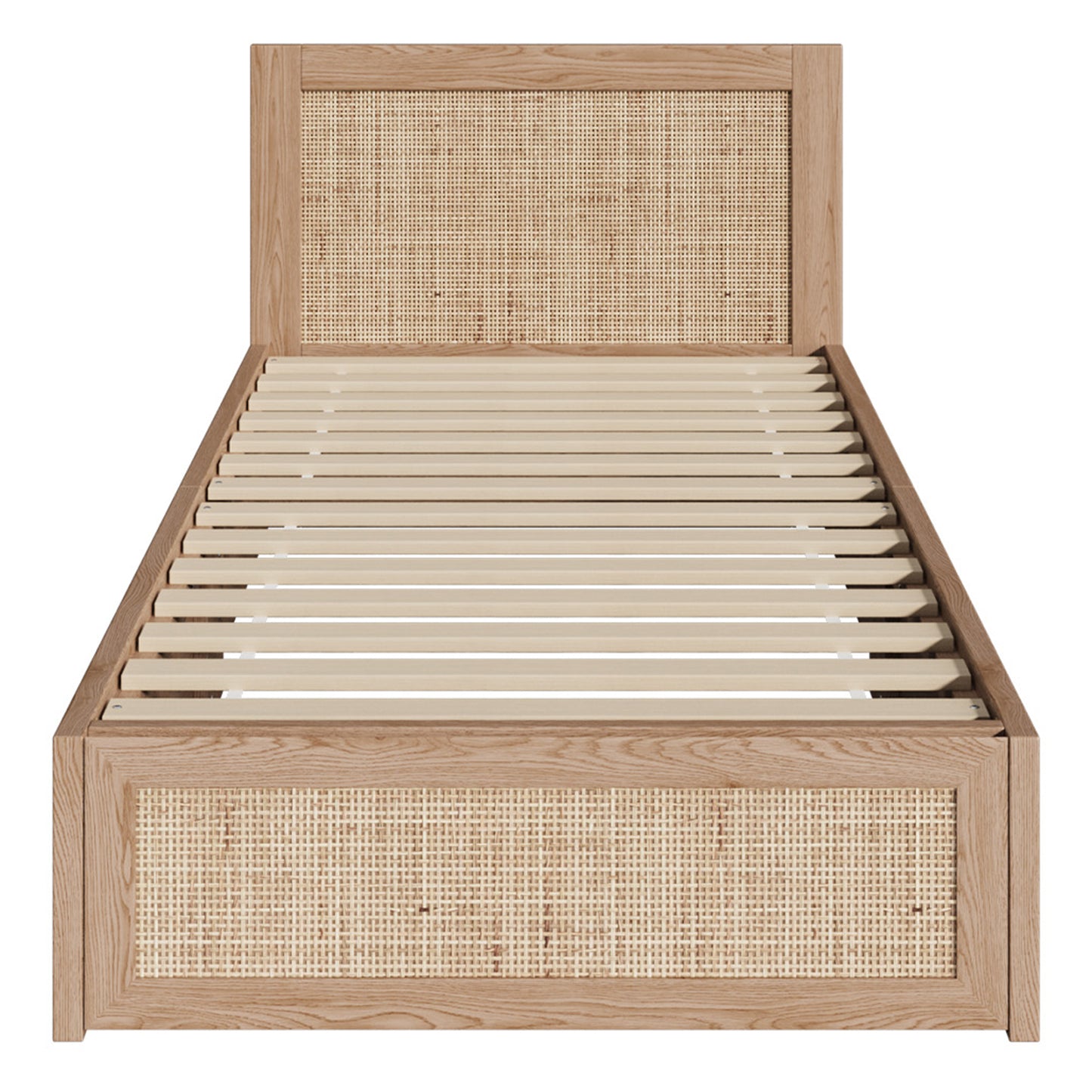 BF-MARX-S-WD-ABC Holly Rattan Platform Single Bed with Underbed Drawers
