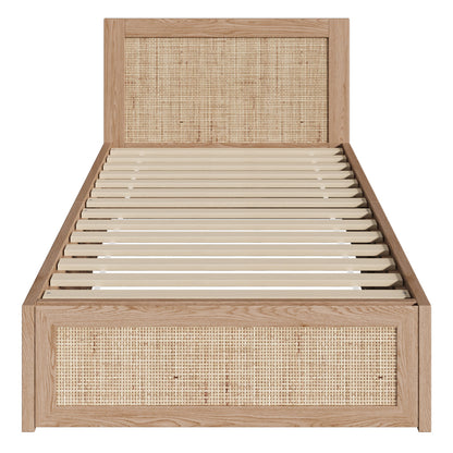 BF-MARX-S-WD-ABC Holly Rattan Platform Single Bed with Underbed Drawers