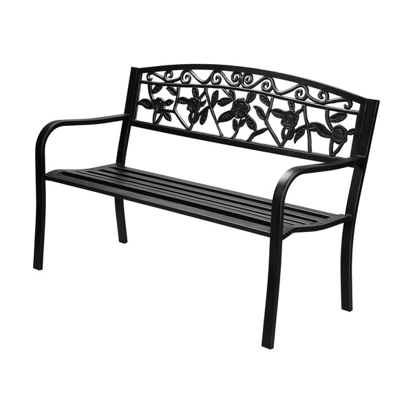 OD-GB-ROSE-BK Livsip Garden Bench Park Lounge Patio Chair Backyard 3 Seater Outdoor Furniture
