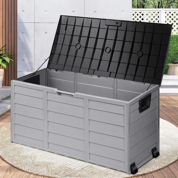 OSBO-A1-290-BKGY Outdoor Storage Box Container Indoor Garden Toy Tool Sheds Chest 290L