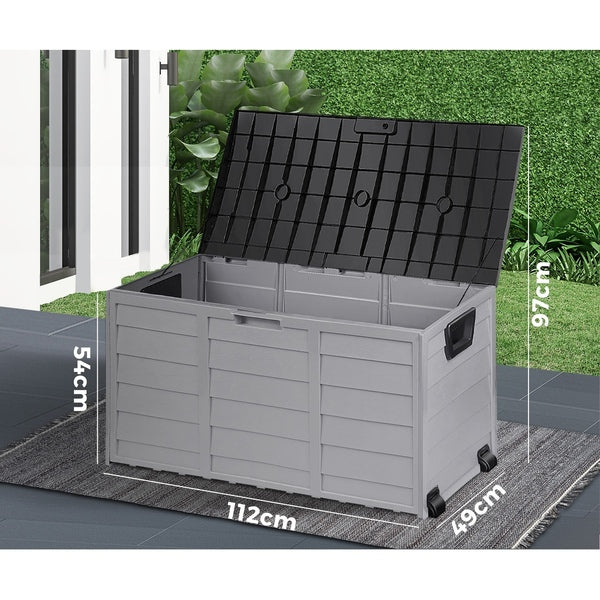 OSBO-A1-290-BKGY Outdoor Storage Box Container Indoor Garden Toy Tool Sheds Chest 290L
