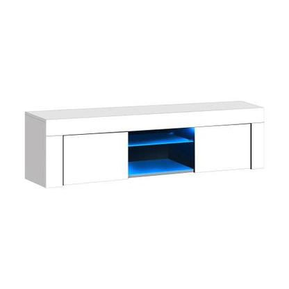 EU-B3-130-LED-WH Oikiture TV Cabinet RGB LED Gloss 130cm White