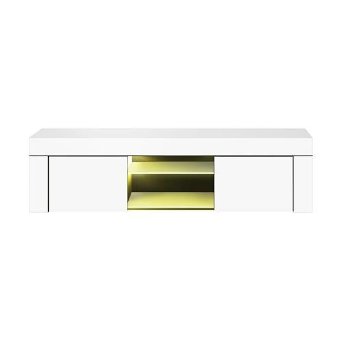 EU-B3-130-LED-WH Oikiture TV Cabinet RGB LED Gloss 130cm White