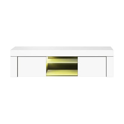 EU-B3-130-LED-WH Oikiture TV Cabinet RGB LED Gloss 130cm White