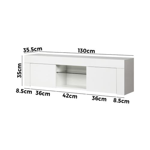 EU-B3-130-LED-WH Oikiture TV Cabinet RGB LED Gloss 130cm White