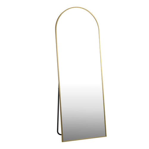 FM-ARCHED-16560-GD Oikiture Full Length Mirror Arched Free Standing Gold