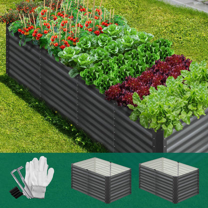Livsip Garden Bed x 2 Galvanised Steel 120x80x73CM