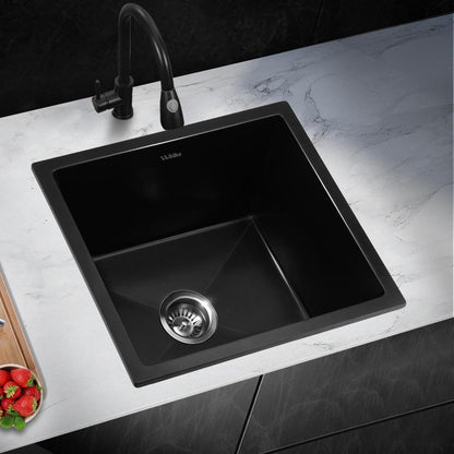 GSK-3838-BK Kitchen Sink 38x38cm Granite Stone Sink Laundry Basin Single Bowl Black