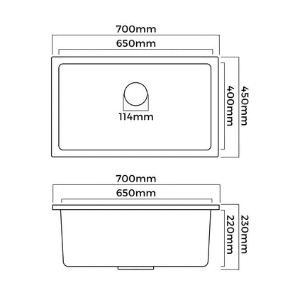 GSK-7045-WH 70x45cm Kitchen Sink 70x45cm Granite Stone Sink Laundry Basin Single Bowl White