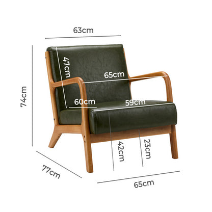 ACH-AGB7-LEA-GN Oikiture Armchair Lounge Chair Couches Sofa Wood PU Green
